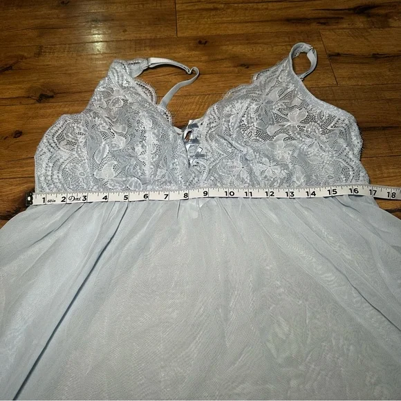 Cacique Elegant Lace Trimmed Babydoll - Light Blue size 18/20 - Picture 5 of 7